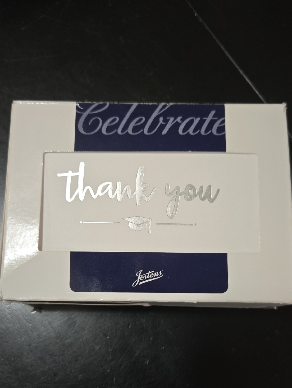Graduation Blank Thank You Note Card - Silver & White